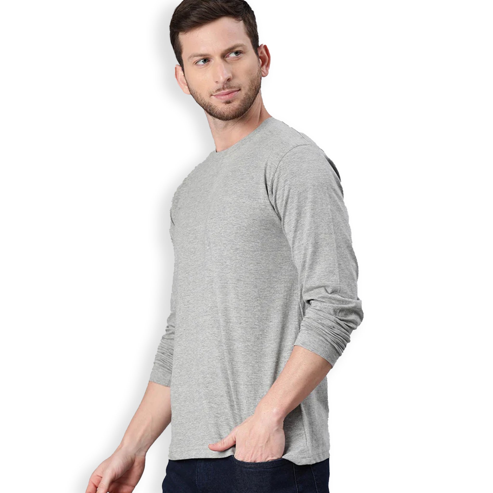 Bizzar's Grey Melange Full Sleeve T-Shirt