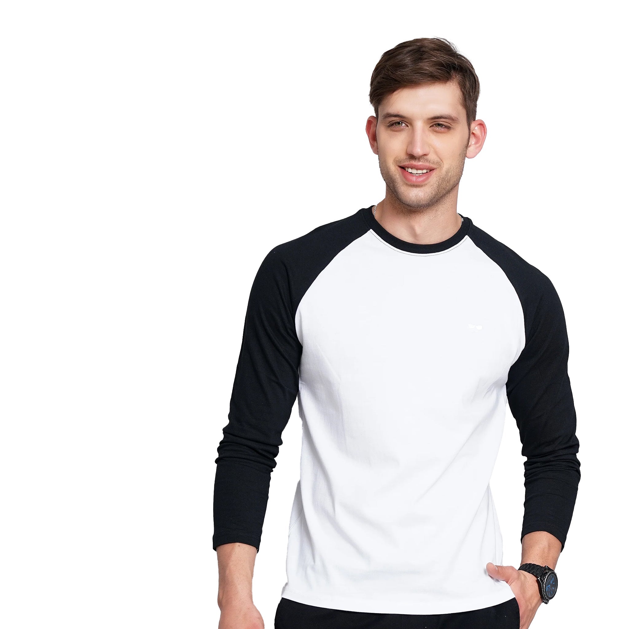 Bizzar's White & Black Color Raglan T-Shirt Image 2