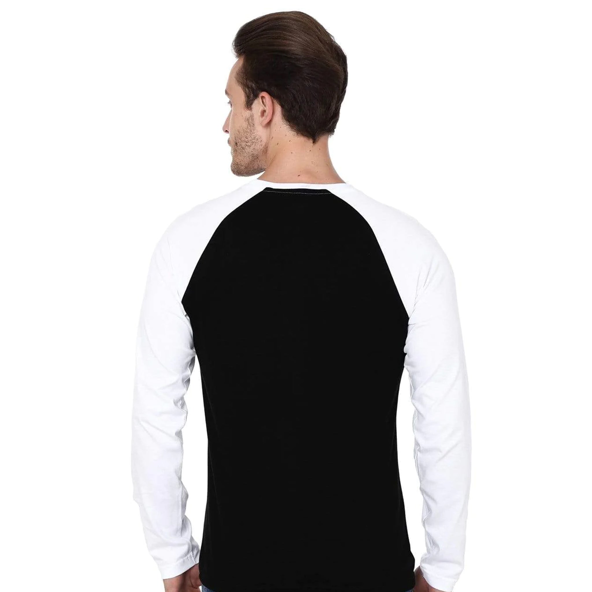 Bizzar's Black & White Color Raglan T-Shirt Back