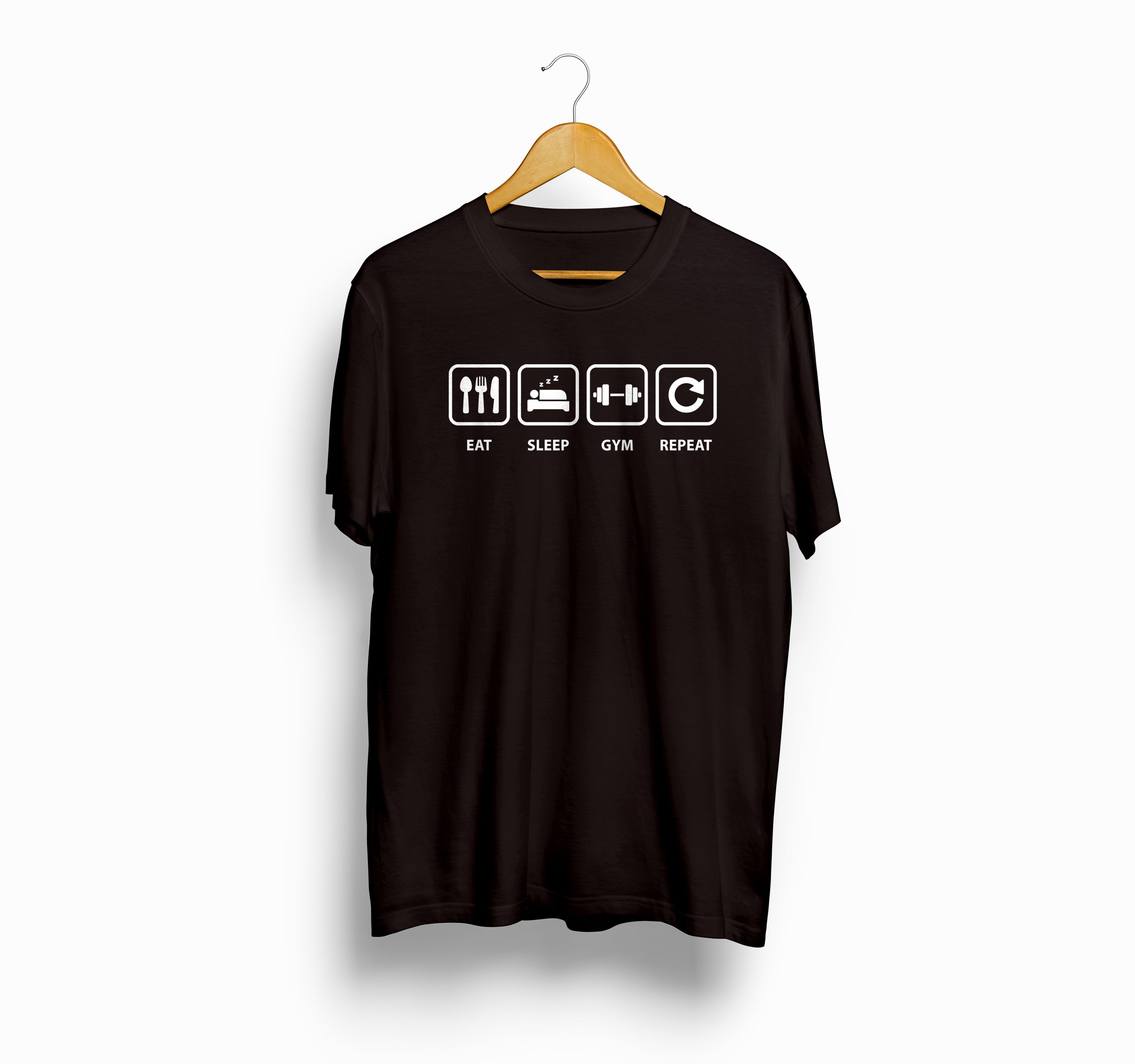 Bizzar's Eat, Sleep, Gym and Repeat Coffee Brown Oversized T-Shirt