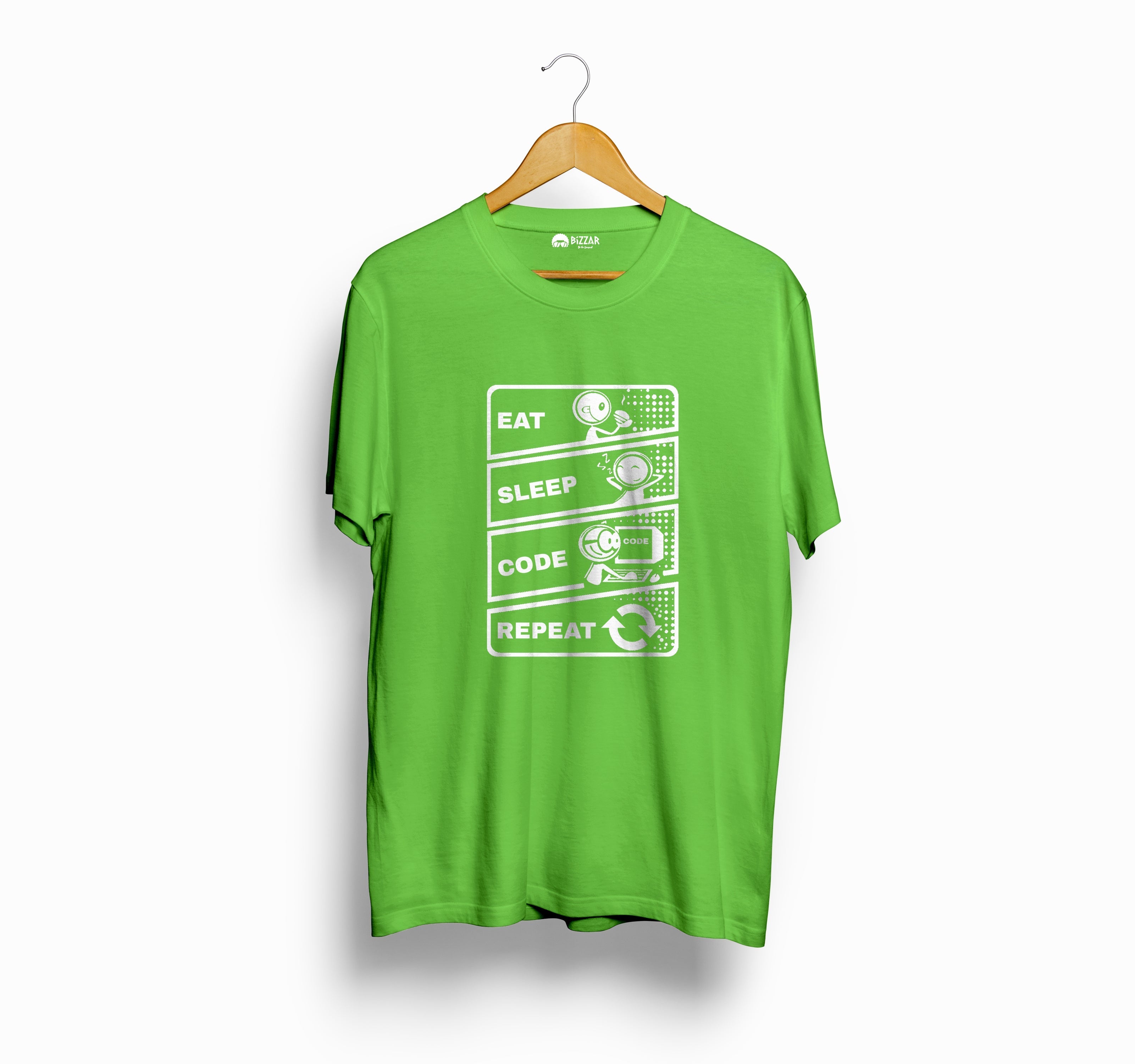 Bizzar Eat Sleep Code Repeat  Liril Green T-Shirt