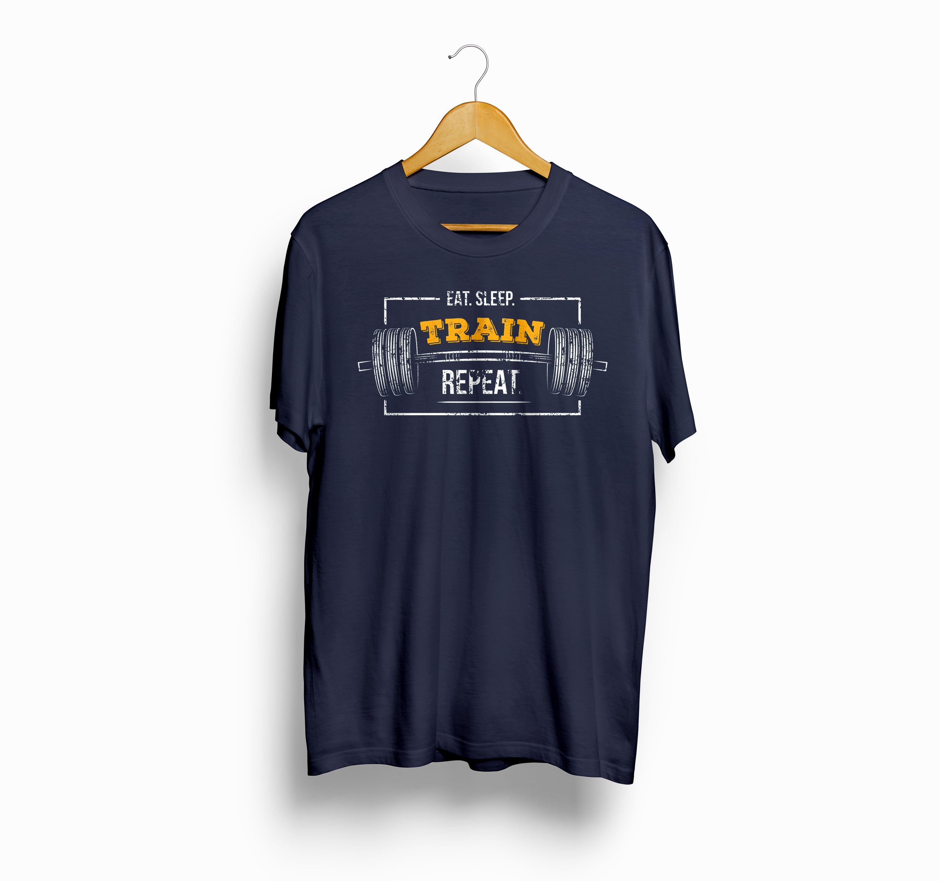 Bizzar's Eat, Sleep, Train and Repeat Navy Blue T-Shirt