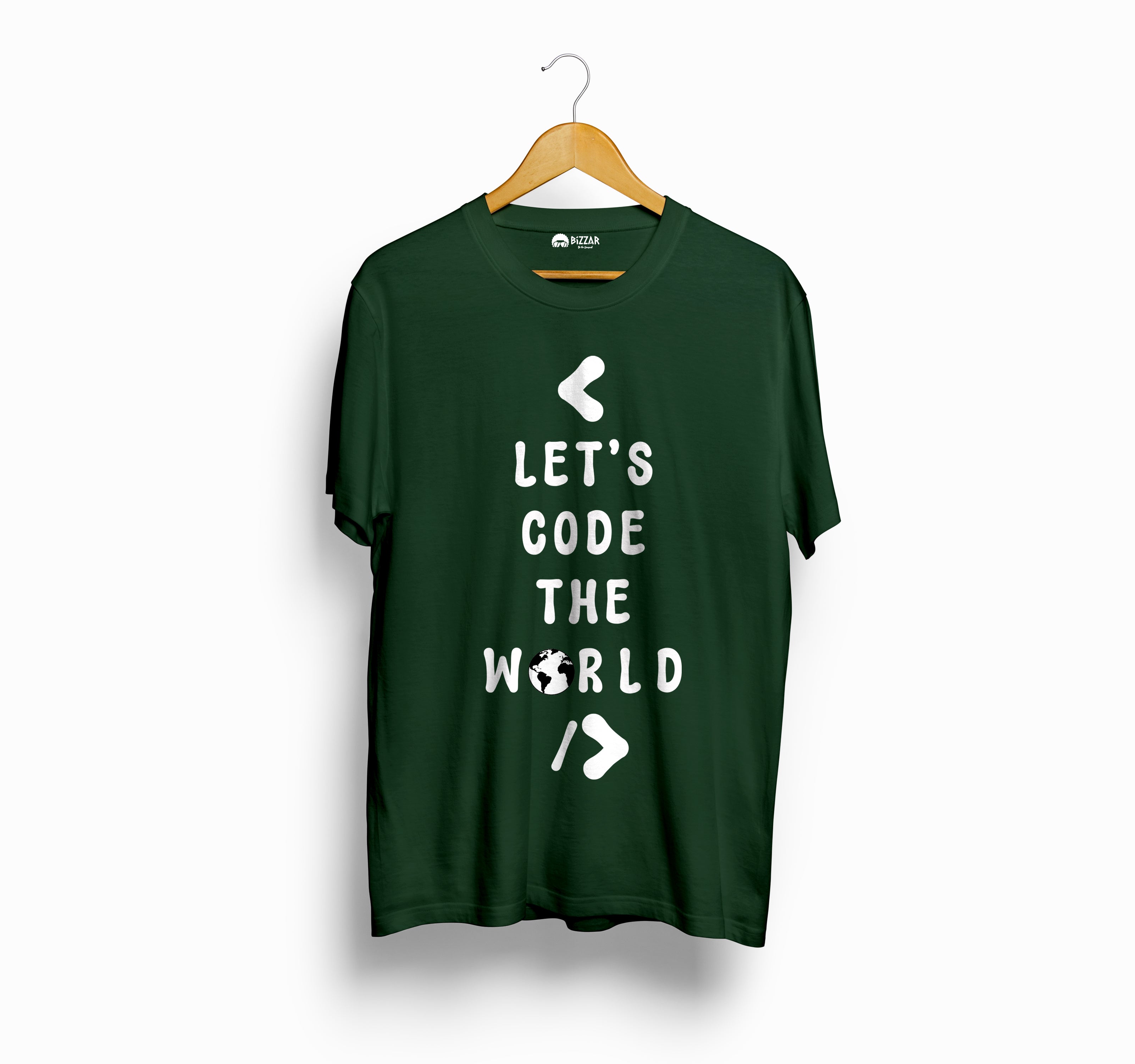 Bizzar Let's Code The World Green T-Shirt
