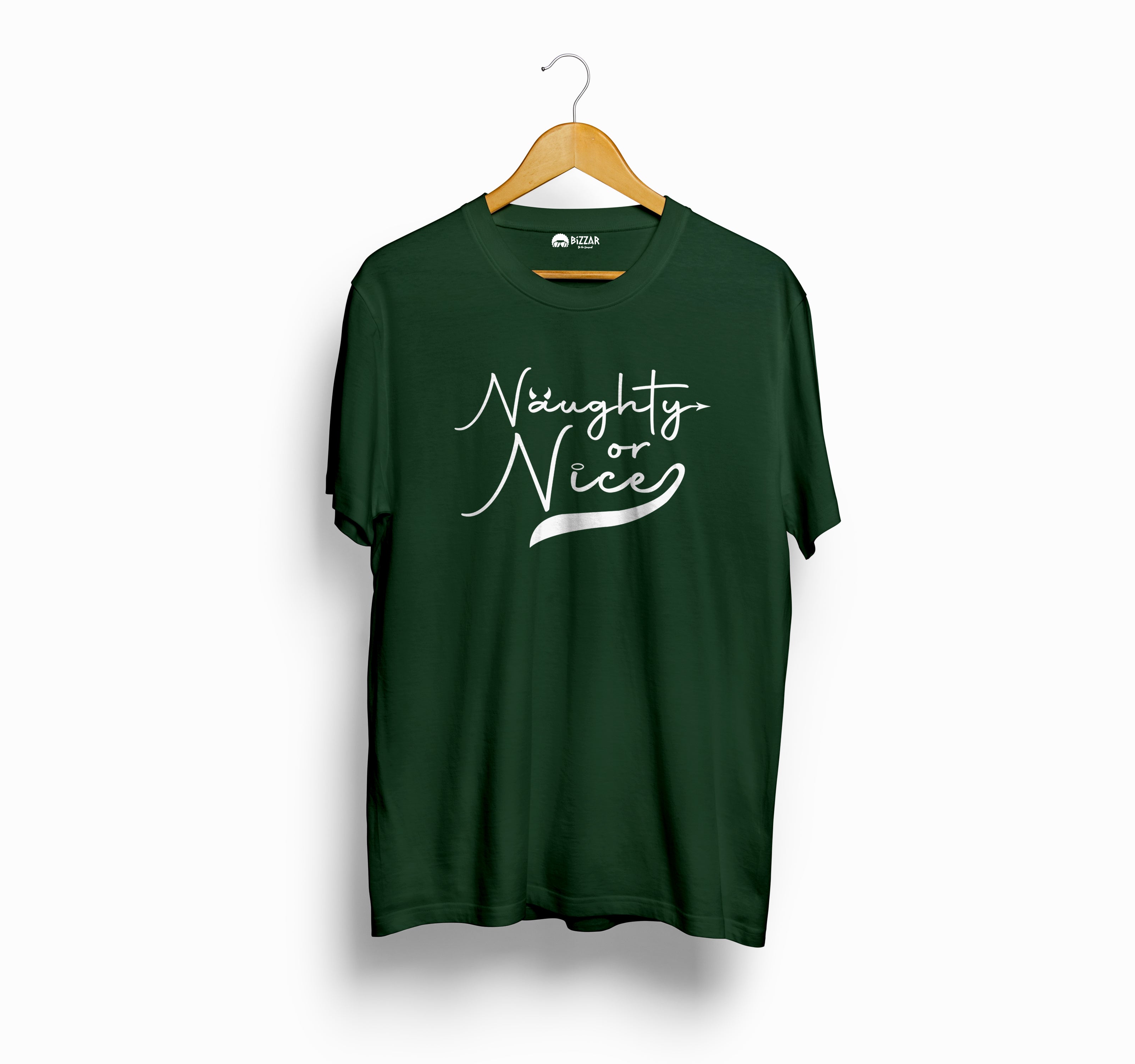 Bizzar's Naughty or Nice Olive Green T-Shirt