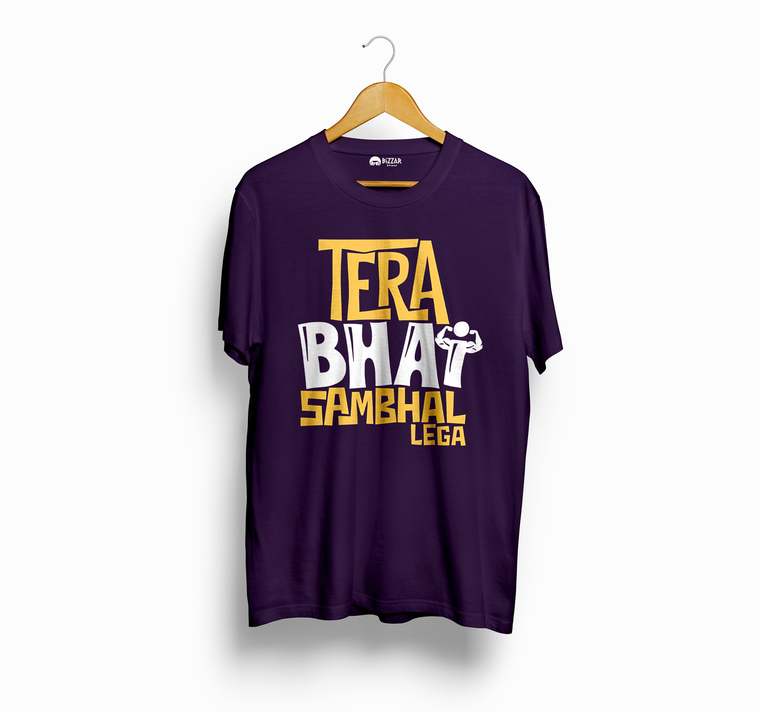 Bizzar's Tera Bhai Sambhal Lega Purple T-Shirt