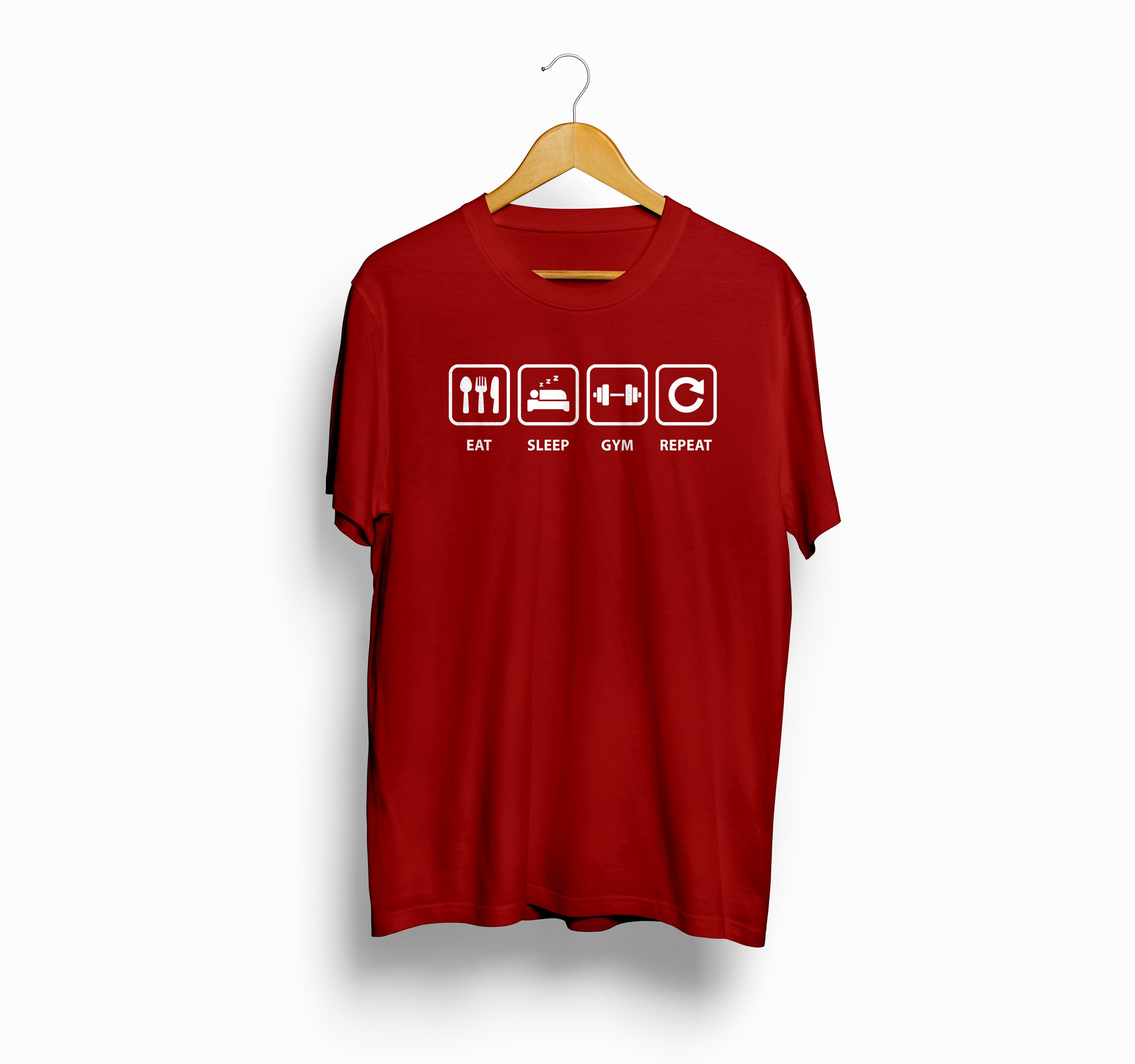 Bizzar's Eat, Sleep, Gym and Repeat Red Oversized T-Shirt
